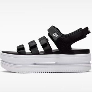Nike Women's Black and White Platform Sandals